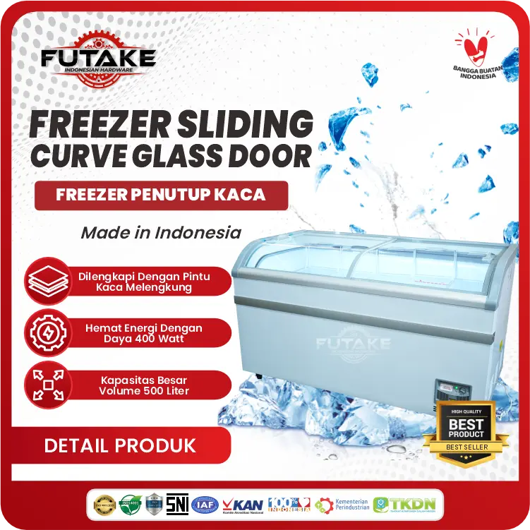 Freezer Sliding Curve Glass Door 500 Liter