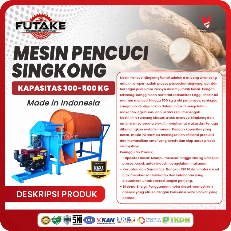 deskripsi Mesin pencuci singkong diesel 500 kg