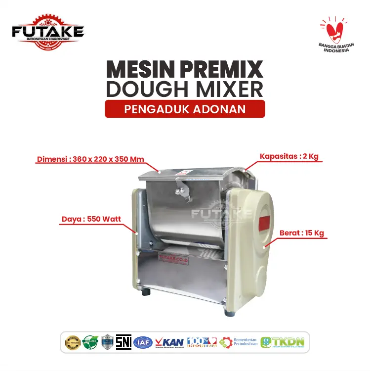 dimensi Mesin Dough Mixer 550 Watt