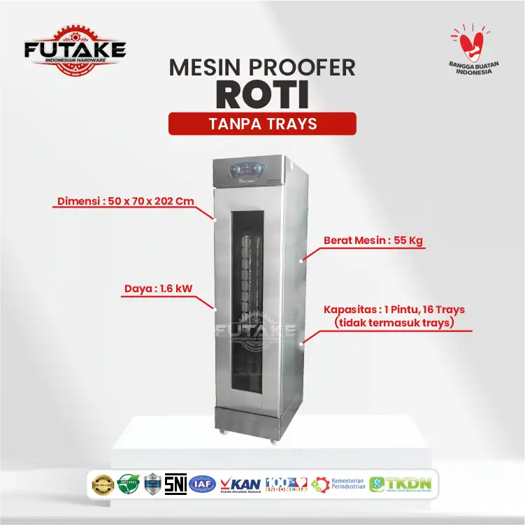 dimensi mesin proofer roti16 rak