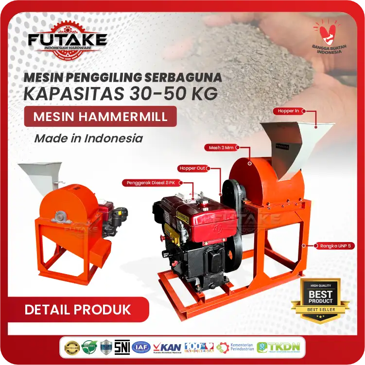 Mesin Hammer Mill Kapasitas 30 Kg-50 Kg