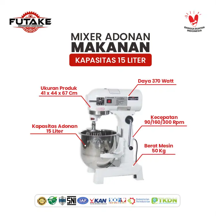 dimensi Mesin Mixer Planetary 15 Liter