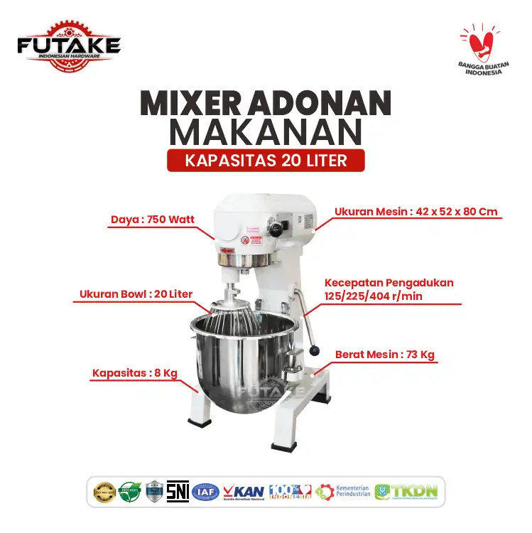 dimensi Standing Mixer Kapasitas 20 Liter