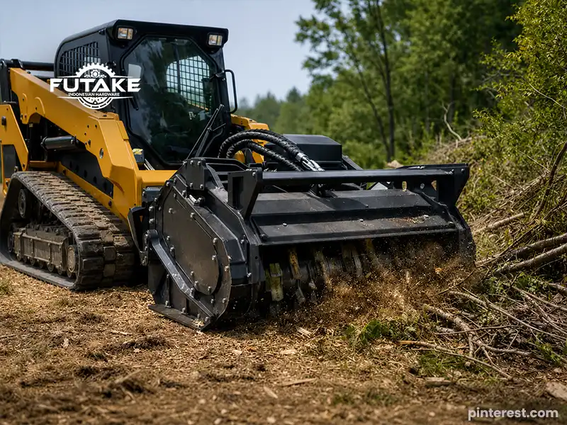 attachment trencher untuk eskavator atau skid steer yang dapat dibongkar pasang