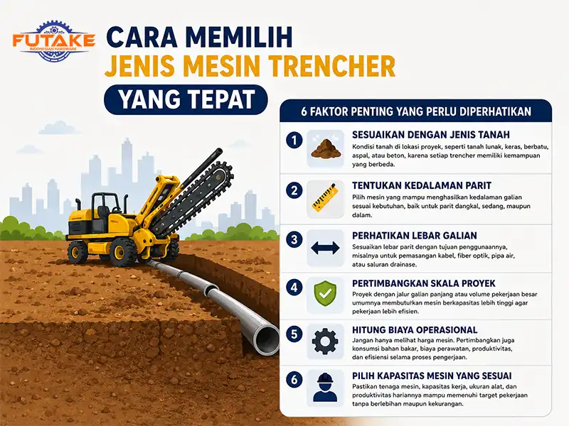 cara memilih mesin penggali tanah atau tencher dengan tepat sesuai dengan kebutuhan